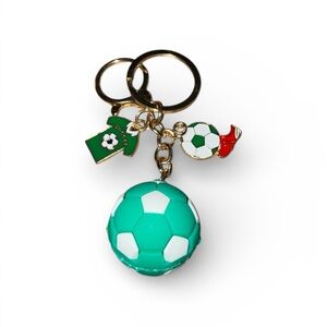 Mint Gold and Green Soccer Ball Keychain